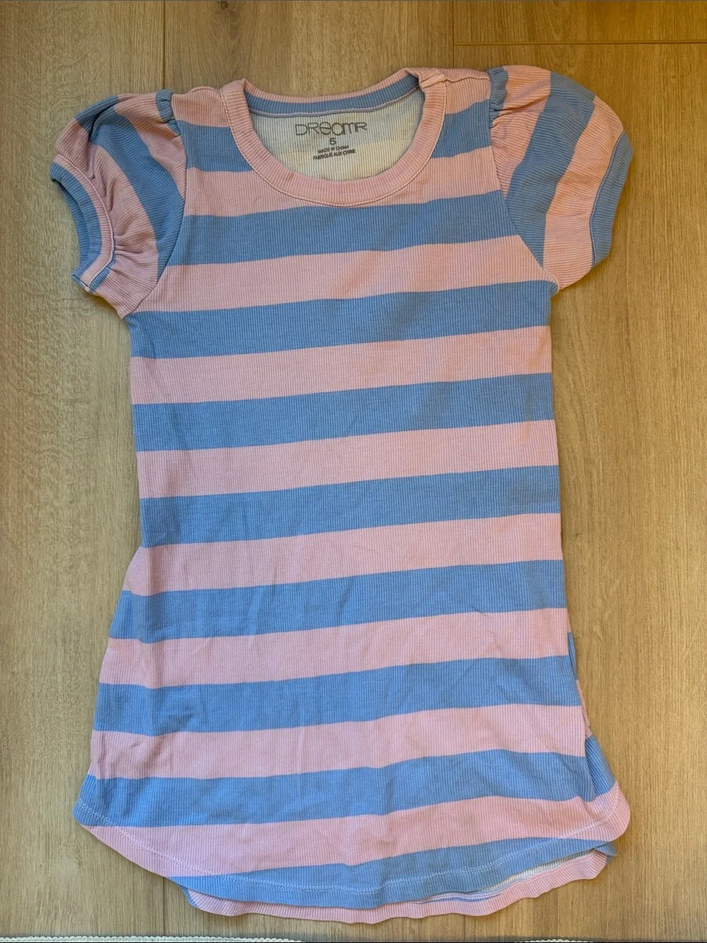 Pink and Blue Striped Girls' Short Sleeve Top